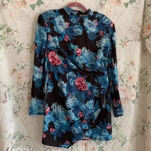NWT Nasty Gal floral long sleeve mini dress size 10